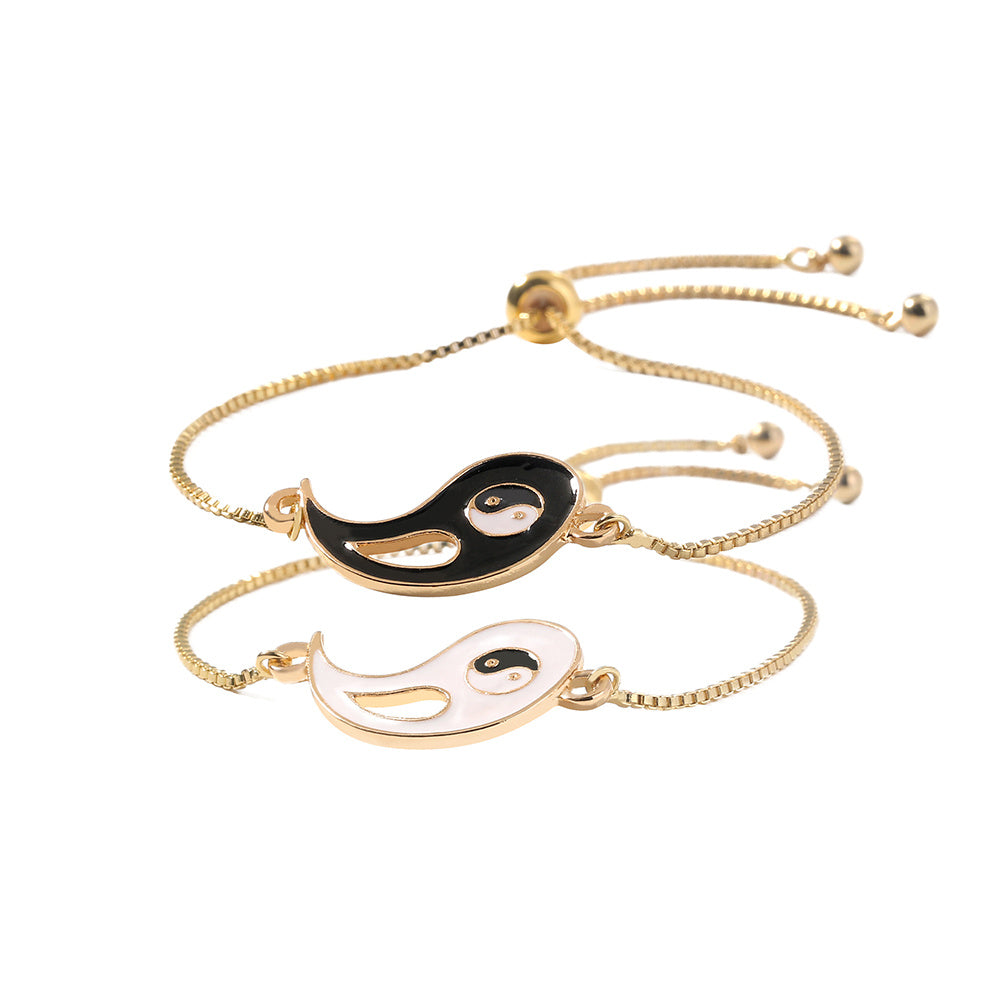 Copper Alloy Lovers Yin-yang Contraction Bracelet