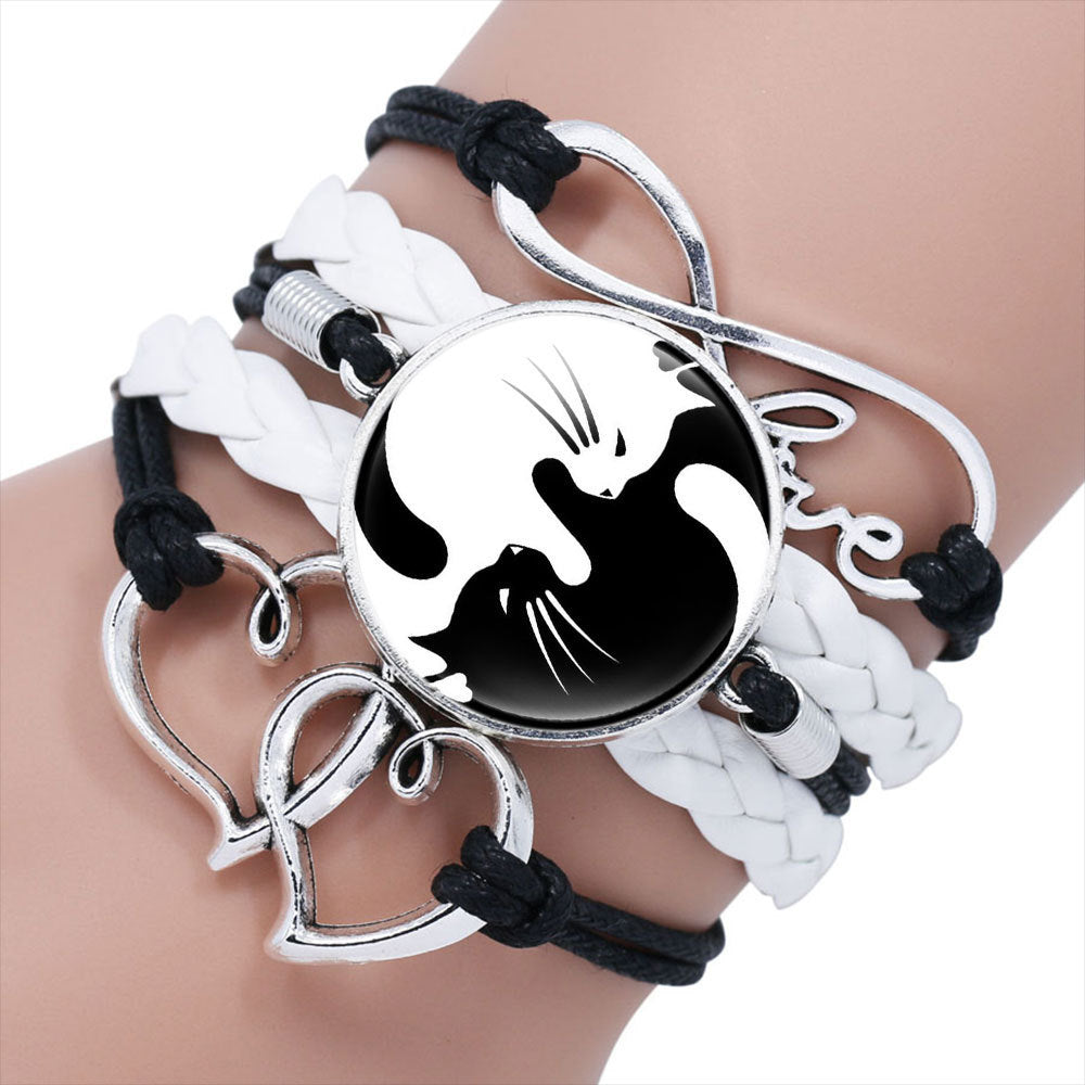 Chinese Elements Yin Yang Tai Hand Woven Multilayer Bracelet