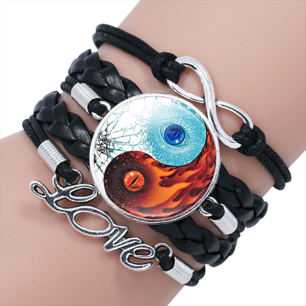 Chinese Elements Yin Yang Tai Hand Woven Multilayer Bracelet