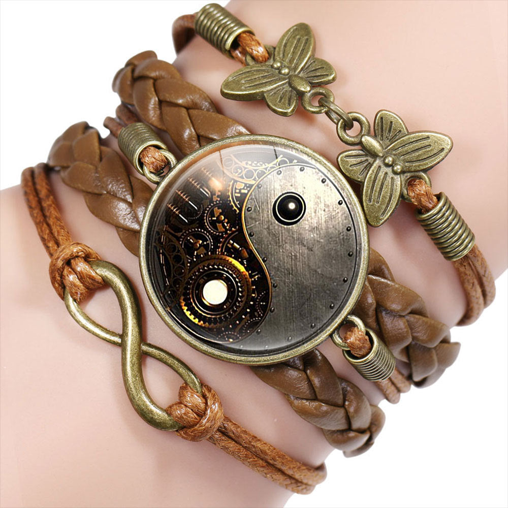 Chinese Elements Yin Yang Tai Hand Woven Multilayer Bracelet