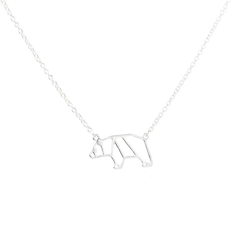 Geometric Polar Bear Outline Panda Bear Animal Necklace