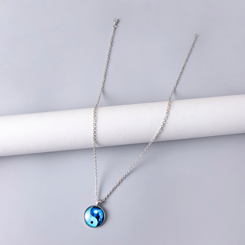 Tai Chi Yin Yang Dragon Glass Necklaces For Men