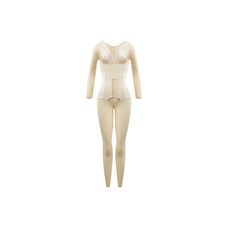 Long-sleeved Trousers and Button-up Cutout Body Shape Suit