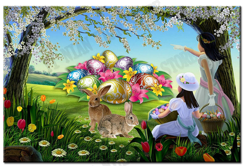 Easter Egg Diamond Painting Cross DIY Diamond Mosaic Kit Square Diamond Embroidery Patterns Rhinestone Wall Art Painting