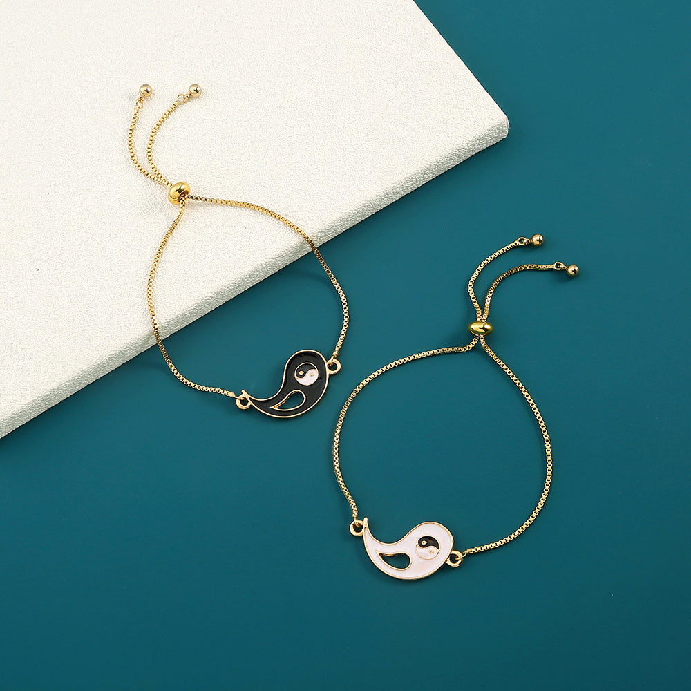 Copper Alloy Lovers Yin-yang Contraction Bracelet