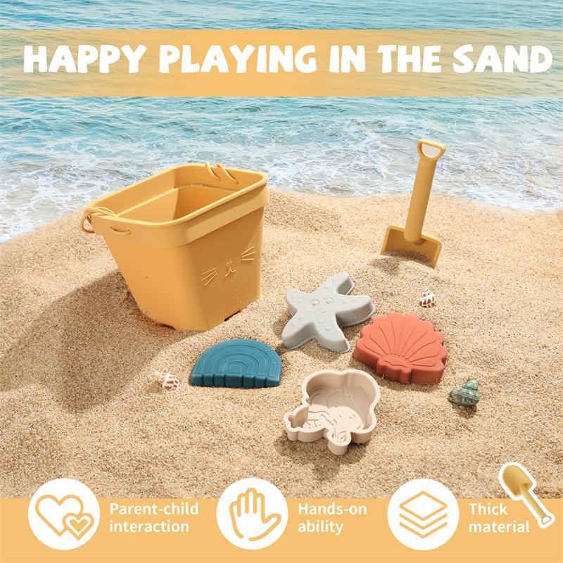 Children's Silicone Beach Bucket Set Beach Vacation Water Play