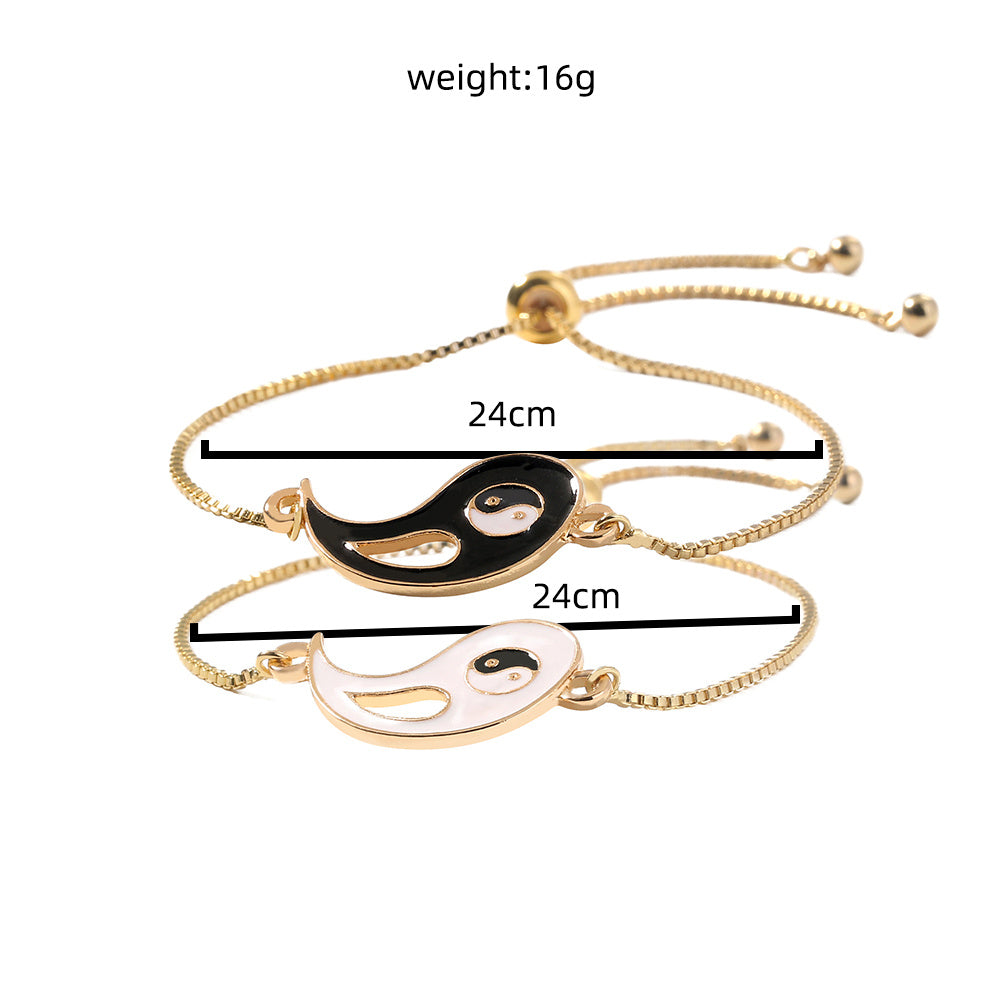 Copper Alloy Lovers Yin-yang Contraction Bracelet