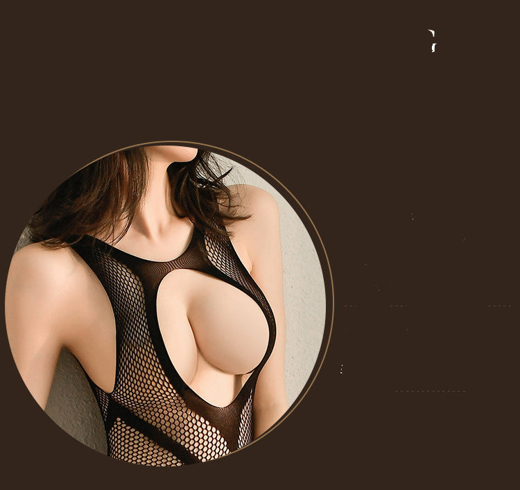 Hollow Breast Milk File Body Stocking Suit