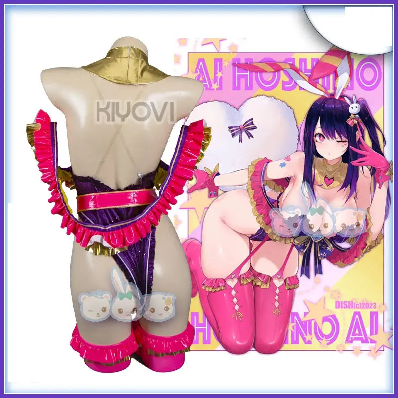 Oshi No Ko Ai Hoshino Cosplay Costume Women Sexy Bodysuit Headwear Gloves Socks Suit Bunny Girl Uniform Halloween Clothes