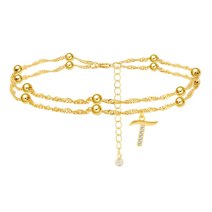 Double Letter Diamond Anklet