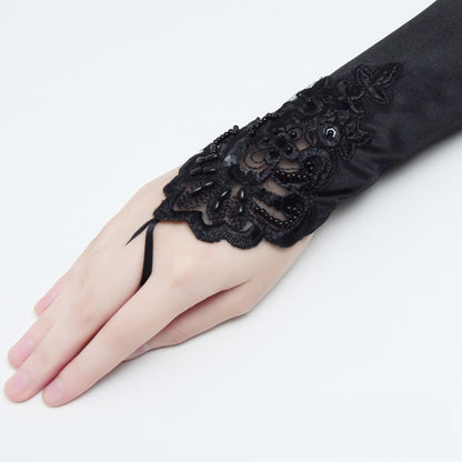 Silk Evening Party Dress Long Gloves