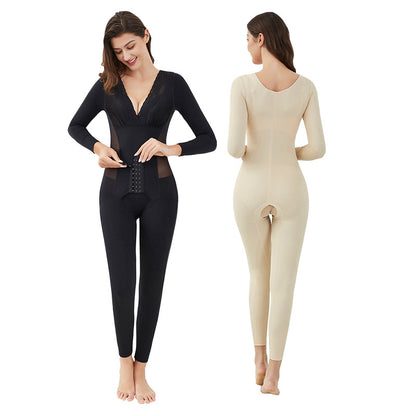 Long-sleeved Trousers and Button-up Cutout Body Shape Suit