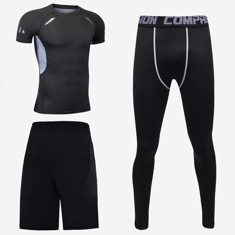 Sports short-sleeved men's short-sleeved body suit three-piece suit