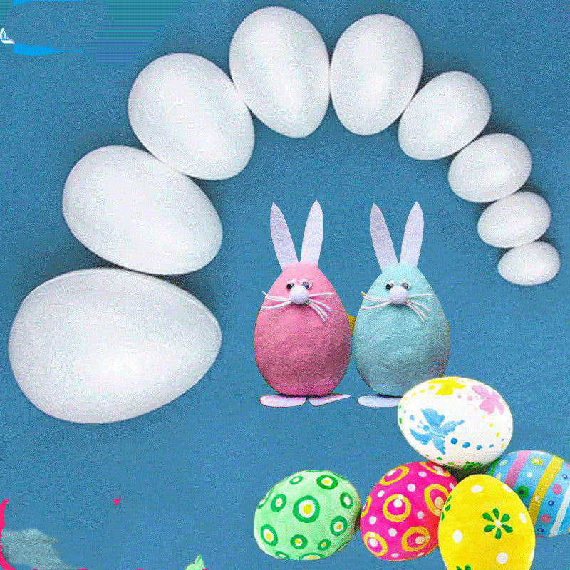 White Solid Easter Foam Egg Children's Kindergarten Preschool Handmade Diy Expandable Polystyrene Colorful Eggs