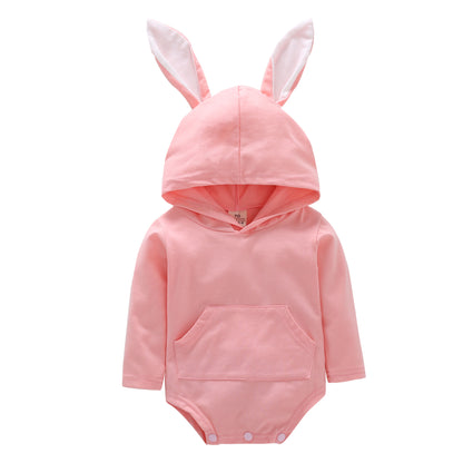 Hooded Baby's Easter Bunny Ear Long Sleeve Creeping Suit