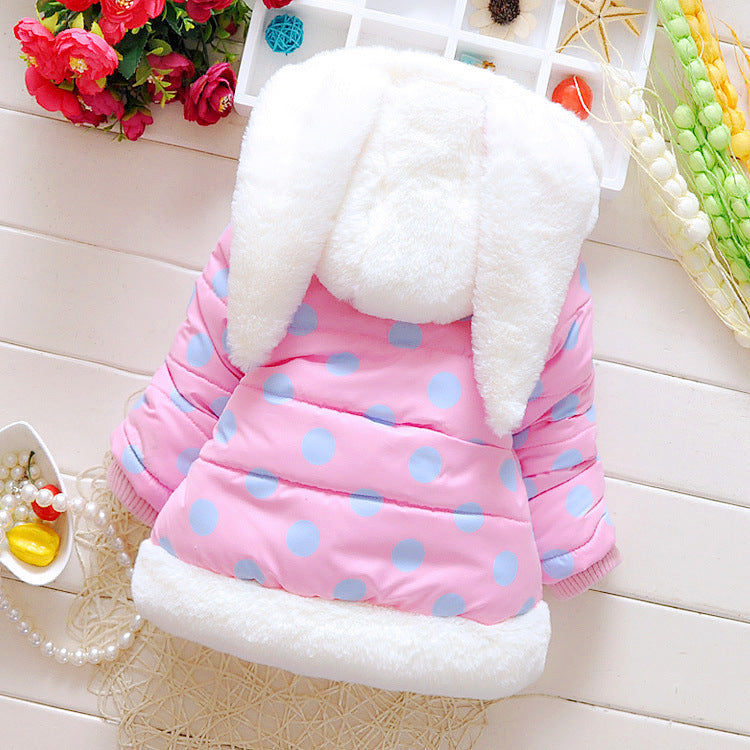 New Girls' Bunny Polka Dot Children's Padded Coat