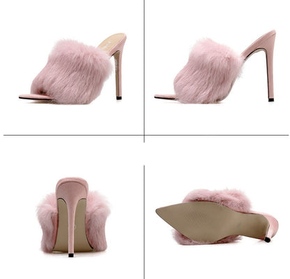 Female fur high heels