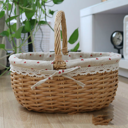 Wicker Basket Picnic Basket Gift Empty Oval Willow Woven Basket Easter Large Storage Wine Basket