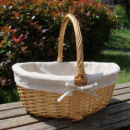 Wicker Basket Picnic Basket Gift Empty Oval Willow Woven Basket Easter Large Storage Wine Basket