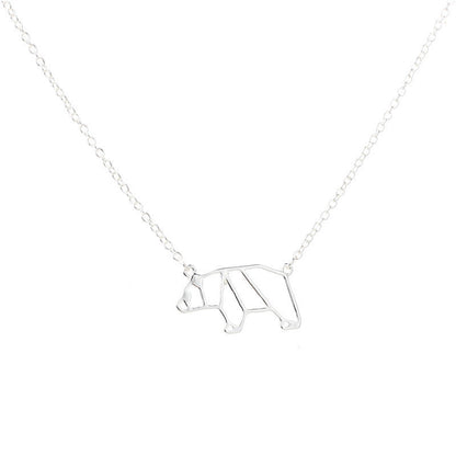 Geometric Polar Bear Outline Panda Bear Animal Necklace