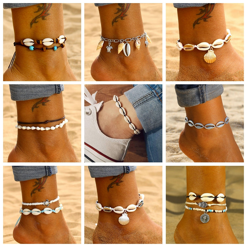 Bohemian shell anklet