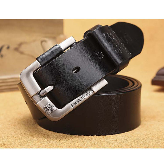 New Creative Belt Men's Leather Belt Factory Direct Sales Cowhide Belt Pin Buckle Belt