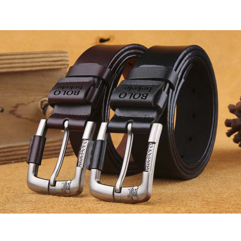 New Creative Belt Men's Leather Belt Factory Direct Sales Cowhide Belt Pin Buckle Belt