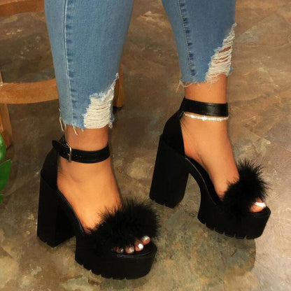 Fluffy Platform Heels