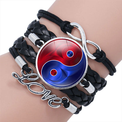 Chinese Elements Yin Yang Tai  Hand Woven Multilayer Bracelet