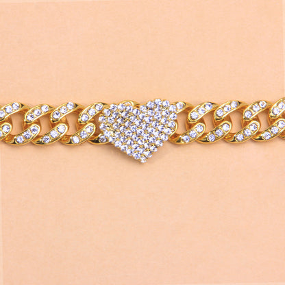 Diamond Heart Shaped Cuban Anklet Fashion Trend New Anklet