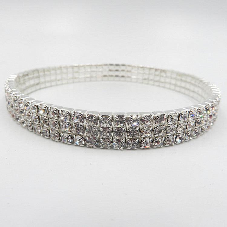 Three Rows Of Flashing Diamond Elastic Diamond Anklet Crystal Anklet