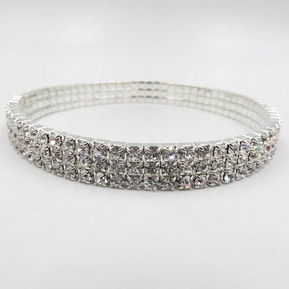 Three Rows Of Flashing Diamond Elastic Diamond Anklet Crystal Anklet