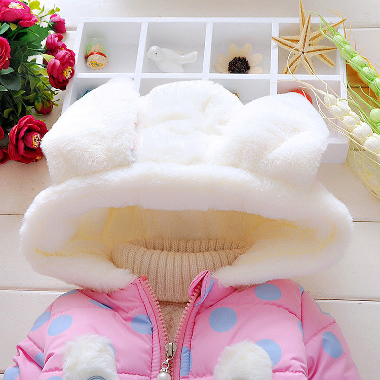 New Girls' Bunny Polka Dot Children's Padded Coat