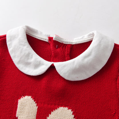 Baby Jumpsuit Red Rabbit Knitted