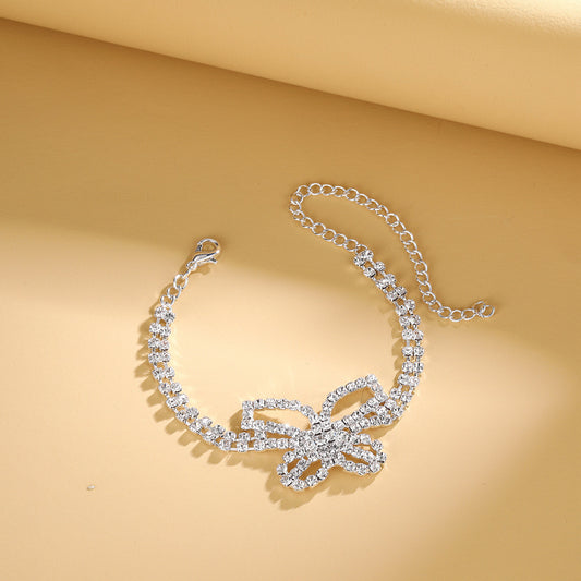 Full Diamond Butterfly Anklet Multi-layer Rhinestone Anklet