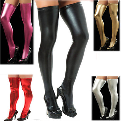 Patent Leather Socks Thigh Socks Faux Leather Pants