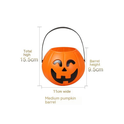 Halloween Decorations Portable Plastic Curved Eyes Smiley Pumpkin Bucket Bar Party Ornaments