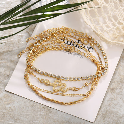 Four-piece Multi-layer Anklet Ins Style Creative Anklet Set