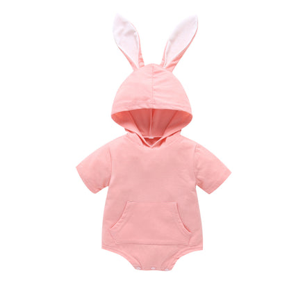 Hooded Baby's Easter Bunny Ear Long Sleeve Creeping Suit