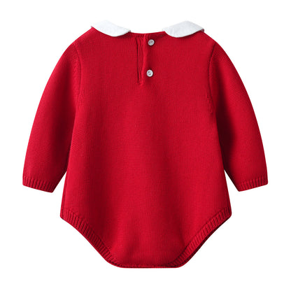 Baby Jumpsuit Red Rabbit Knitted