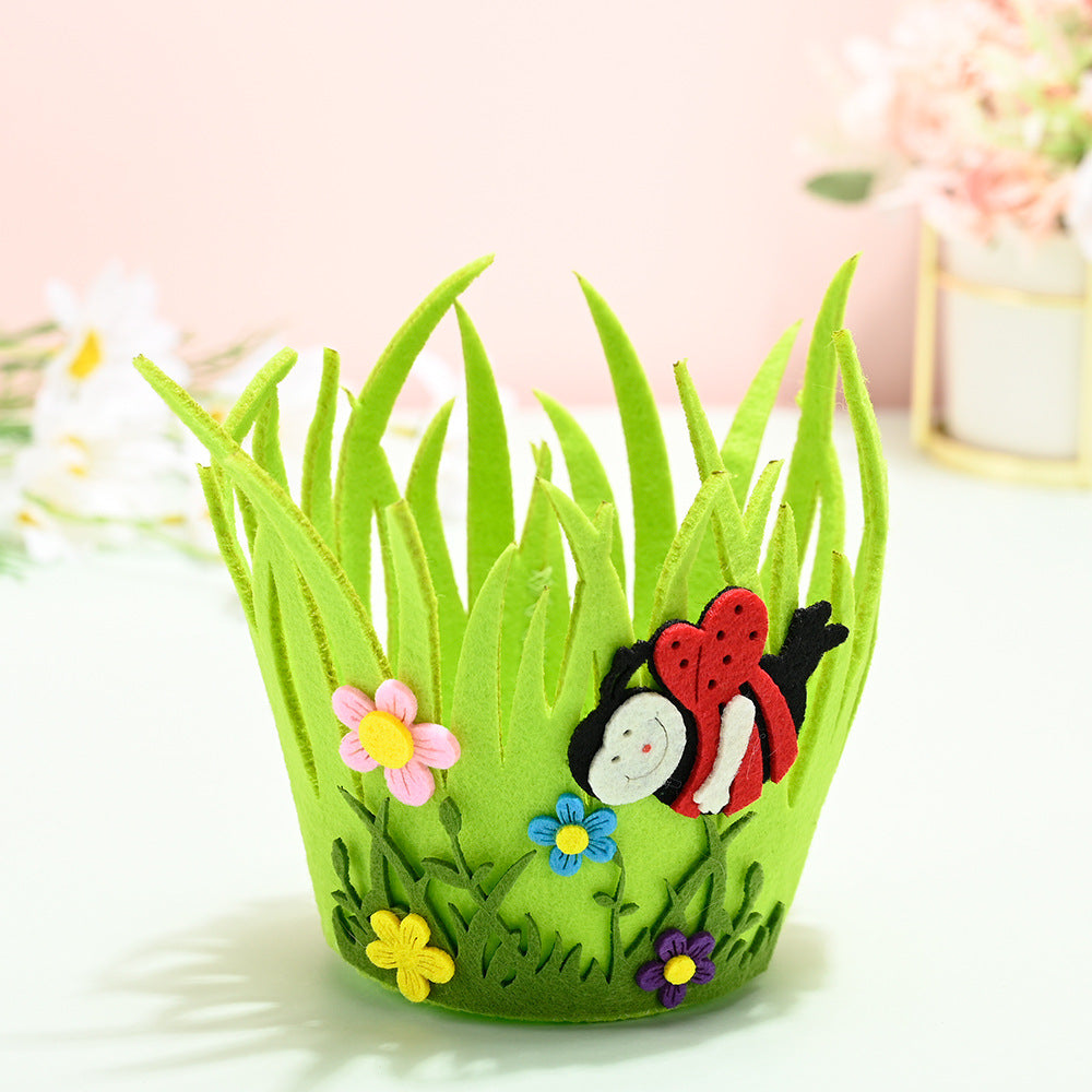 Easter Non-woven Round Basket Decoration Ornament