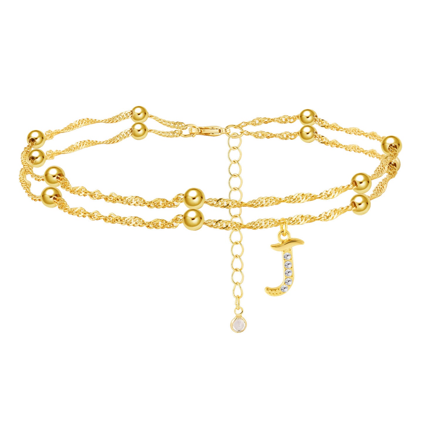 Double Letter Diamond Anklet