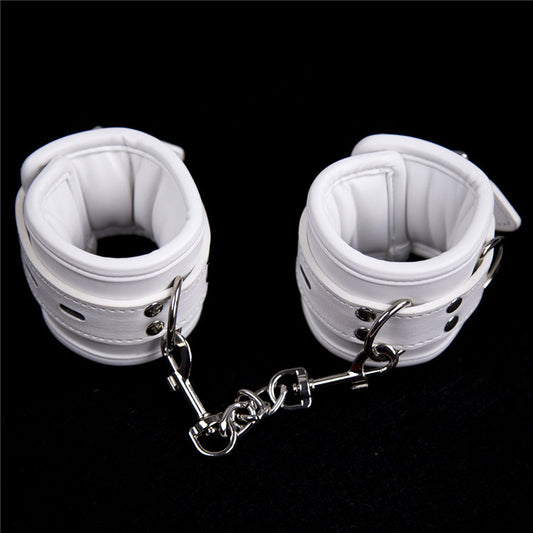 White Soft Leather Sponge Elastic Handcuffs Couple Bondage Anklecuffs