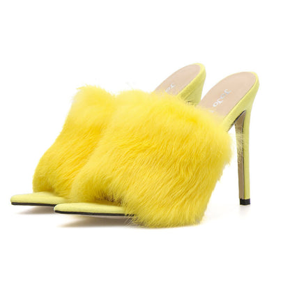 Female fur high heels