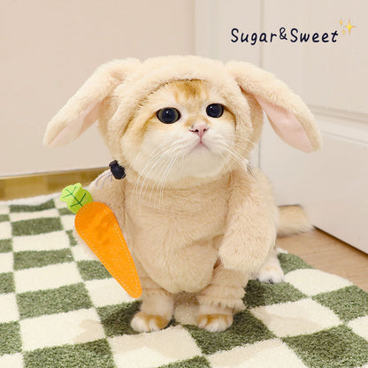 Cat Costume Rabbit Pet Leash Carrot Funny