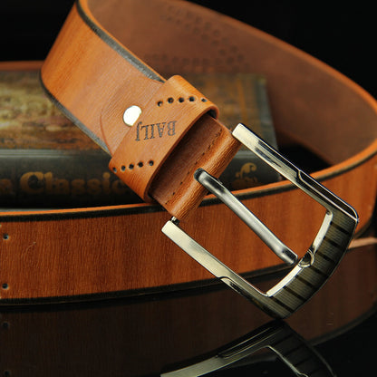 Pin buckle belt men's belt retro hollow casual belt