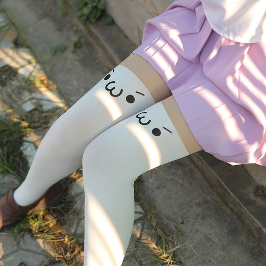 Japanese cute kaomoji fake thigh socks