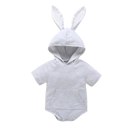 Hooded Baby's Easter Bunny Ear Long Sleeve Creeping Suit