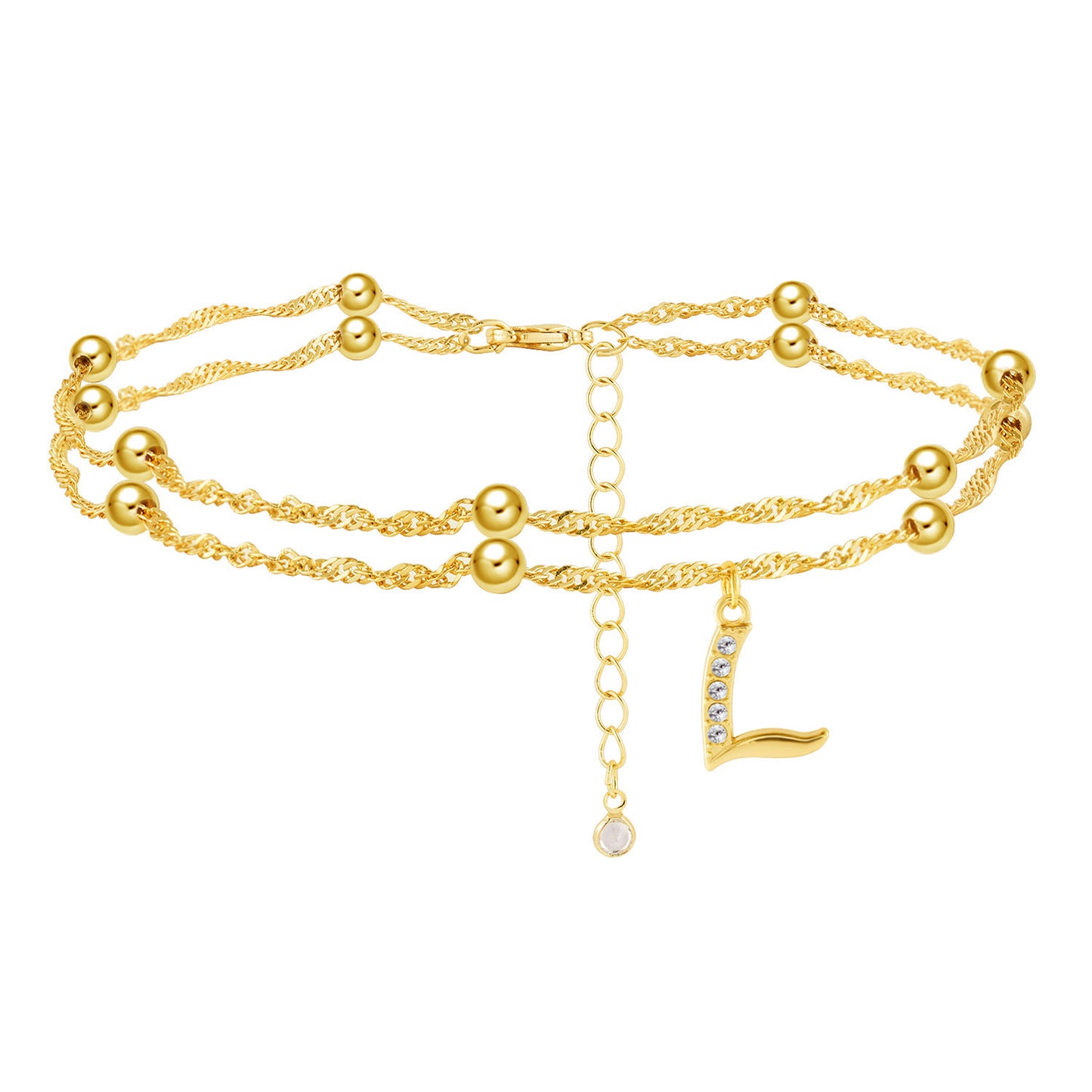 Double Letter Diamond Anklet