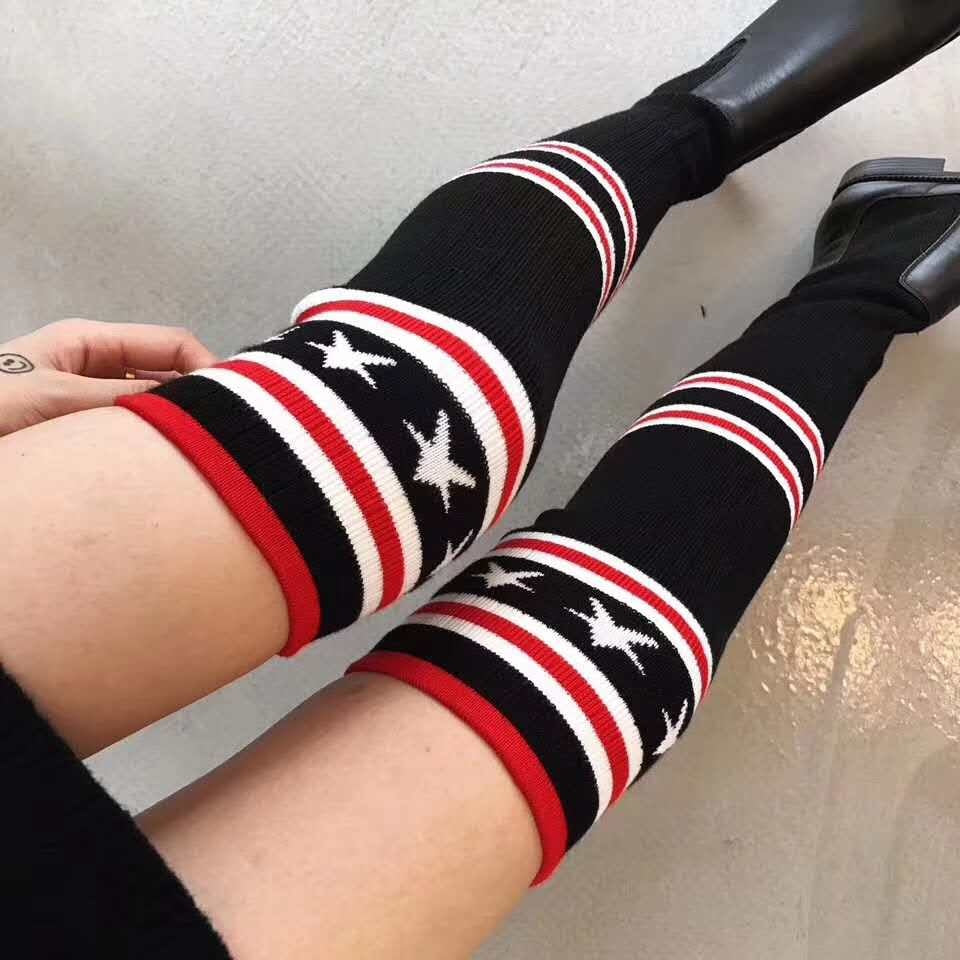 Five-pointed star stockings casual girls thigh socks